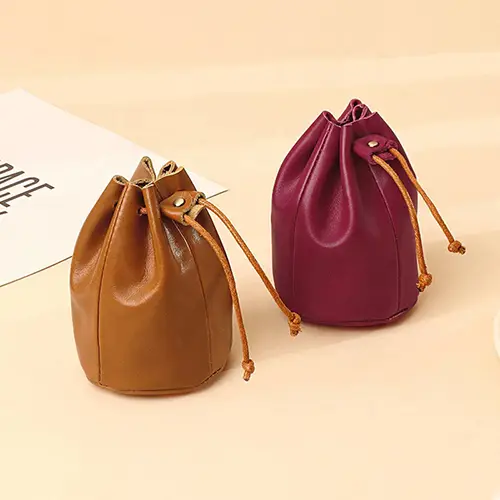  Stylish Leather Drawstring Pouch Bag